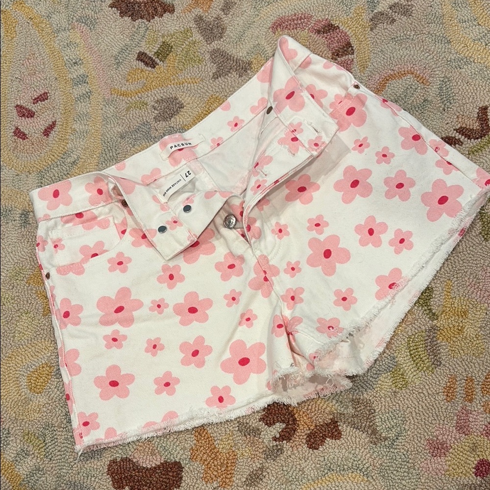 PacSun Pink Floral Jean Shorts